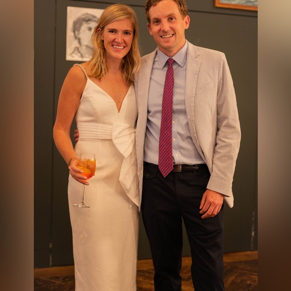 Anthropologie Rebecca Vallance Genevieve Bow V-Neck Sheath Midi - Picture 3 of 6